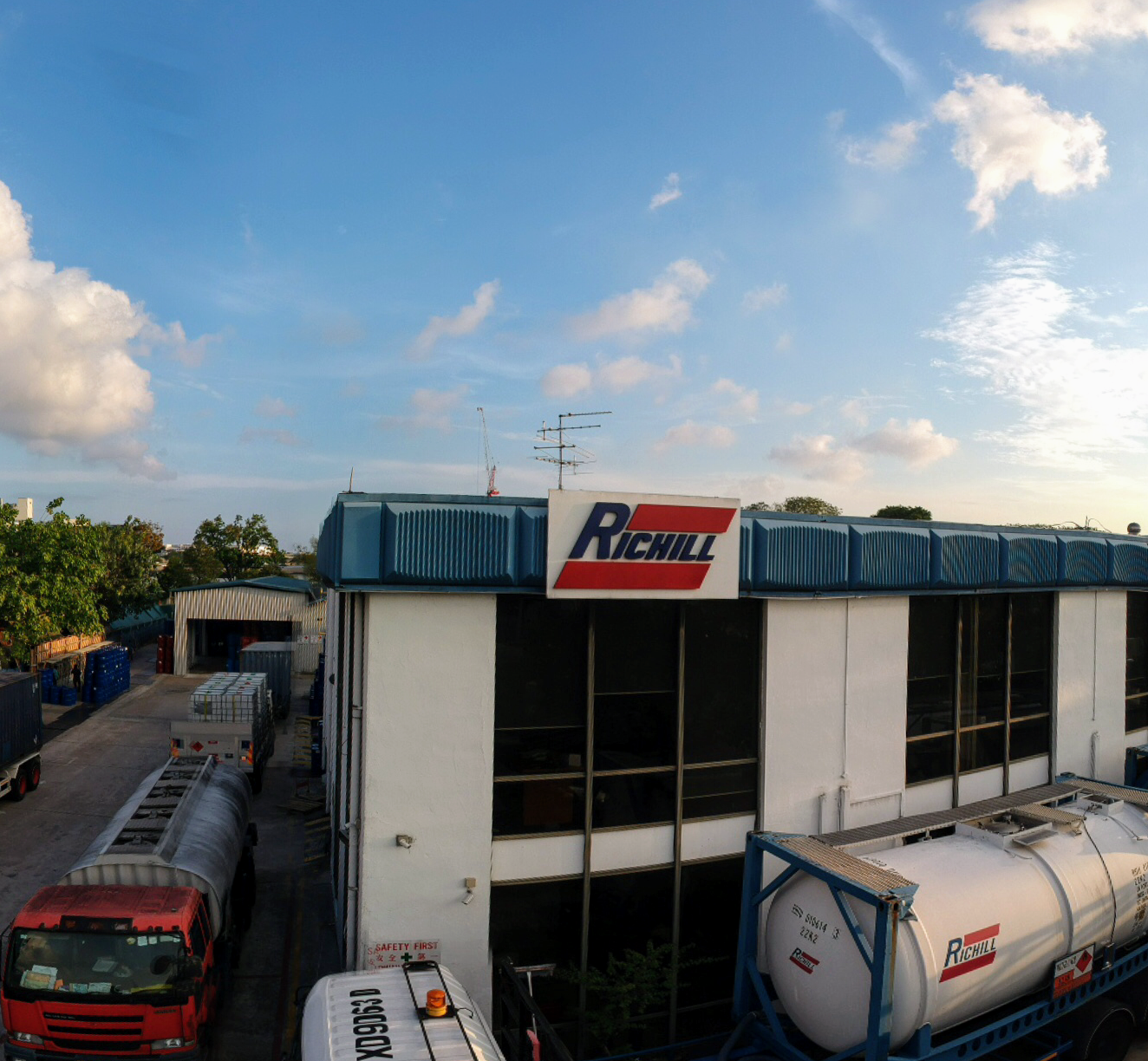 Richill Industries building with ISO tank trailers parked outside